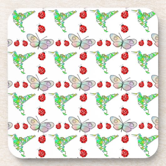 Aangepaste vlinder, Hummingbird en Ladybug Pattern Bier Onderzetter (Voorkant)