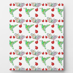 Aangepaste vlinder, Hummingbird en Ladybug Pattern Fotoplaat