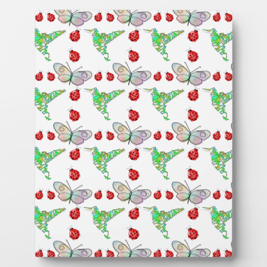 Aangepaste vlinder, Hummingbird en Ladybug Pattern Fotoplaat (Voorkant)