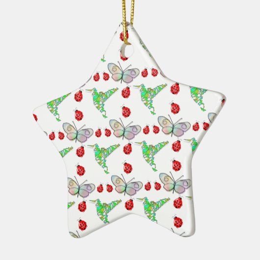 Aangepaste vlinder, Hummingbird en Ladybug Pattern Keramisch Ornament (Links)
