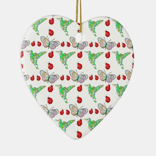 Aangepaste vlinder, Hummingbird en Ladybug Pattern Keramisch Ornament (Rechts)