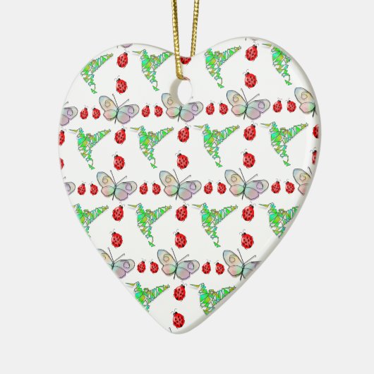 Aangepaste vlinder, Hummingbird en Ladybug Pattern Keramisch Ornament (Links)