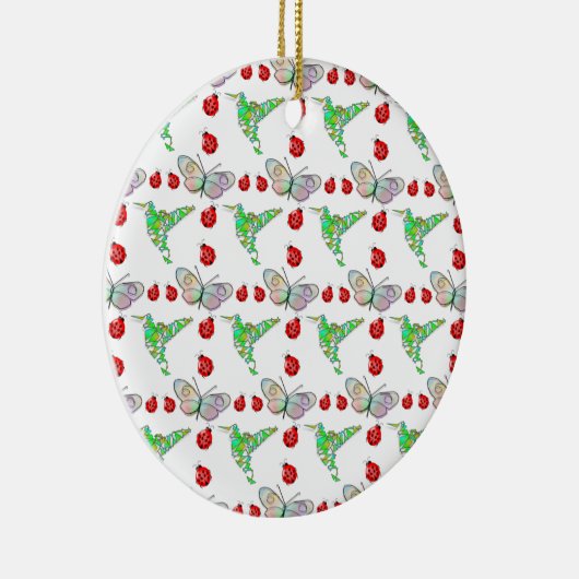 Aangepaste vlinder, Hummingbird en Ladybug Pattern Keramisch Ornament (Rechts)