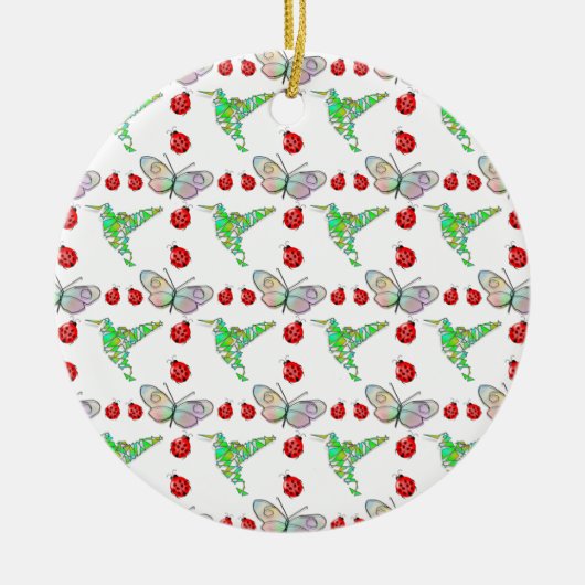 Aangepaste vlinder, Hummingbird en Ladybug Pattern Keramisch Ornament (Voorkant)