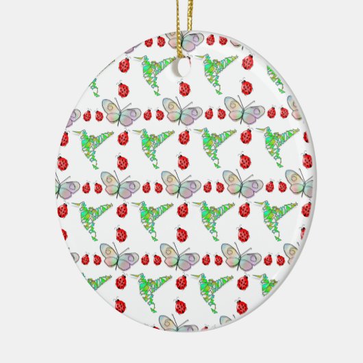 Aangepaste vlinder, Hummingbird en Ladybug Pattern Keramisch Ornament (Links)