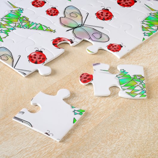 Aangepaste vlinder, Hummingbird en Ladybug Pattern Legpuzzel (Zijkant)