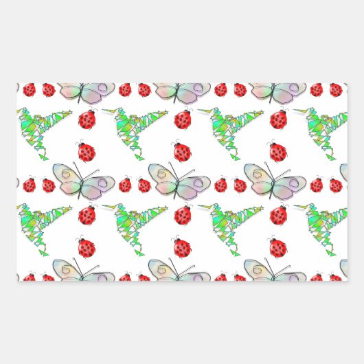 Aangepaste vlinder, Hummingbird en Ladybug Pattern Rechthoekige Sticker (Voorkant)