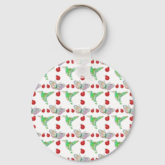 Aangepaste vlinder, Hummingbird en Ladybug Pattern Sleutelhanger (Voorkant)