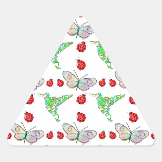 Aangepaste vlinder, Hummingbird en Ladybug Pattern Sticker (Voorkant)