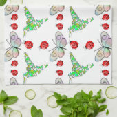 Aangepaste vlinder, Hummingbird en Ladybug Pattern Theedoek (Gevouwen)