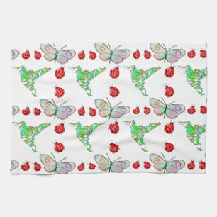 Aangepaste vlinder, Hummingbird en Ladybug Pattern Theedoek
