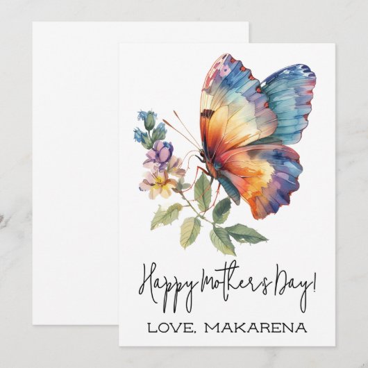 Aangepaste Vlinder Moederdag Kaart, cadeau voor ma Kaart (Voorkant / Achterkant)