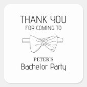 Aangepaste vlinderdas bruidegom feest bedankt vierkante sticker (Voorkant)