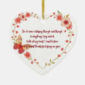 Aangepaste Vlinders & Bloemen Hart Mentor Dank u Keramisch Ornament (Voorkant)