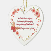 Aangepaste Vlinders en Bloemen Hart Dank U Keramisch Ornament (Links)