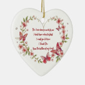 Aangepaste Vlinders en Bloemen Hart Dank U Keramisch Ornament (Rechts)