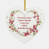 Aangepaste Vlinders en Bloemen Hart Dank U Keramisch Ornament (Voorkant)