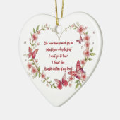 Aangepaste Vlinders en Bloemen Hart Dank U Keramisch Ornament (Links)