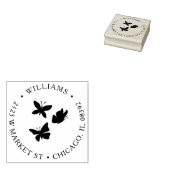 Aangepaste vlinders Ronde Naam & Retouradres Rubberstempel (Gestempeld)