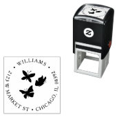 Aangepaste vlinders Ronde Naam & Retouradres Zelfinktende Stempel (In situ)