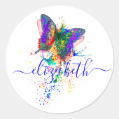 Aangepaste vlinderspaar ronde sticker (Voorkant)
