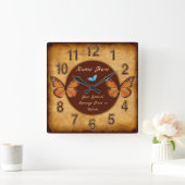 Aangepaste -vlinderwandklok vierkante klok (Huis)