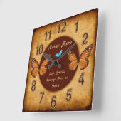 Aangepaste -vlinderwandklok vierkante klok (Hoek)