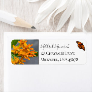 Aangepaste vlinderweed Foto van inheemse bloem Etiket