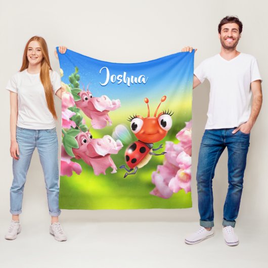 Aangepaste vlootdeken (50 x 60 inch) Ladybug bloem Fleece Deken (In situ)