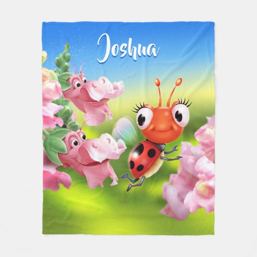Aangepaste vlootdeken (50 x 60 inch) Ladybug bloem Fleece Deken (Voorkant)