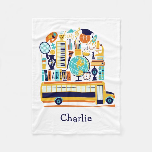 Aangepaste vlootsdekens voor schoolillustraties fleece deken (Voorkant)