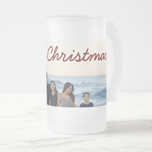 aangepaste voeg uw foto tekst vrolijk kerstfeest matglas bierpul