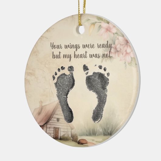 Aangepaste Voet Prints van Uw Baby  Geheugen Keramisch Ornament (Links)