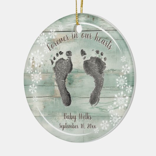 Aangepaste Voet Prints van Uw Baby Snow Flakes Mem Keramisch Ornament (Links)