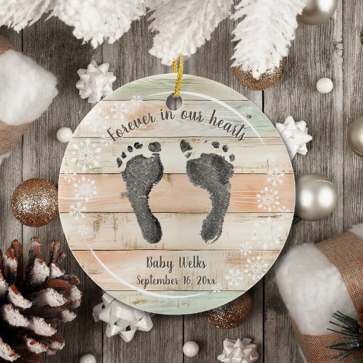 Aangepaste Voet Prints van Uw Baby Snow Flakes Mem Keramisch Ornament