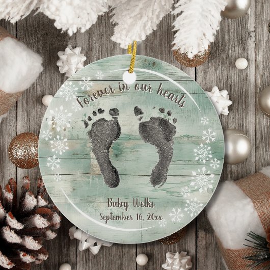 Aangepaste Voet Prints van Uw Baby Snow Flakes Mem Keramisch Ornament