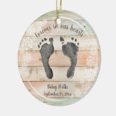 Aangepaste Voet Prints van Uw Baby Snow Flakes Mem Keramisch Ornament (Links)