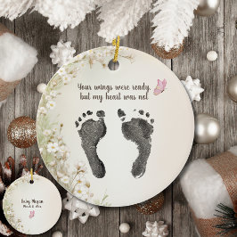 Aangepaste Voet Prints van Uw Baby Wild Flower Mem Keramisch Ornament