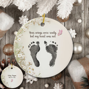 Aangepaste Voet Prints van Uw Baby Wild Flower Mem Keramisch Ornament