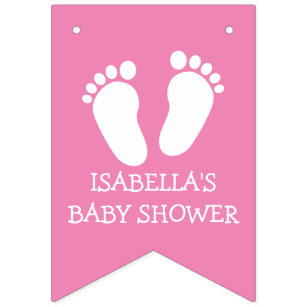 Aangepaste voetafdruk baby shower-partij die banne vlaggetjes