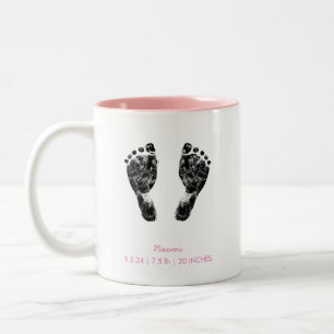 Aangepaste voetafdruk Upload Baby Footprint naar Tweekleurige Koffiemok