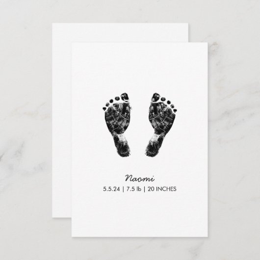 Aangepaste voetafdruk | Upload uw Baby footprint n Bedankkaart (Voorkant / Achterkant)
