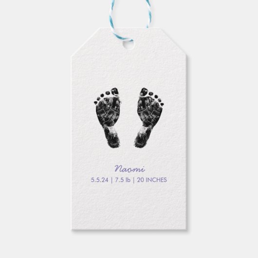 Aangepaste voetafdruk | Upload uw Baby footprint n Cadeaulabel (Voorkant)