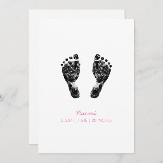 Aangepaste voetafdruk | Upload uw Baby footprint n Feestdagenkaart (Voorkant / Achterkant)