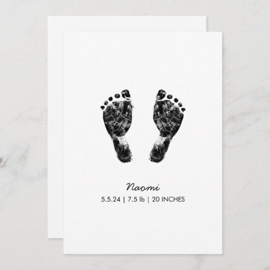 Aangepaste voetafdruk | Upload uw Baby footprint n Feestdagenkaart (Voorkant / Achterkant)