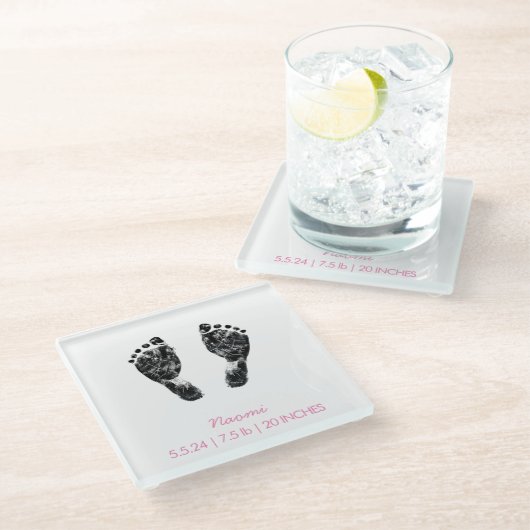 Aangepaste voetafdruk | Upload uw Baby footprint n Glazen Onderzetter (Schuin)