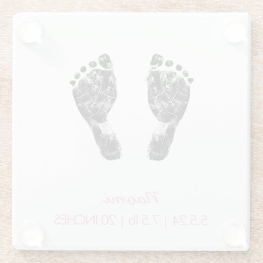 Aangepaste voetafdruk | Upload uw Baby footprint n Glazen Onderzetter (Achterkant)
