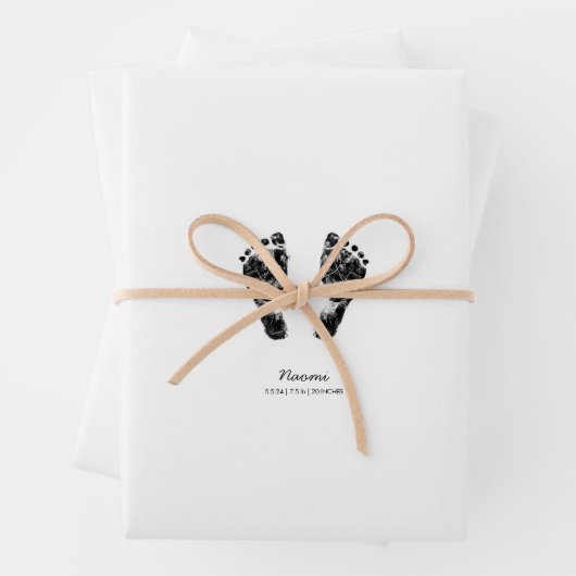 Aangepaste voetafdruk | Upload uw Baby footprint n Inpakpapier Vel (In situ)