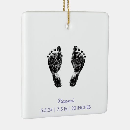 Aangepaste voetafdruk | Upload uw Baby footprint n Keramisch Ornament (Rechts)