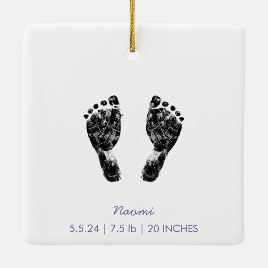 Aangepaste voetafdruk | Upload uw Baby footprint n Keramisch Ornament (Achterkant)